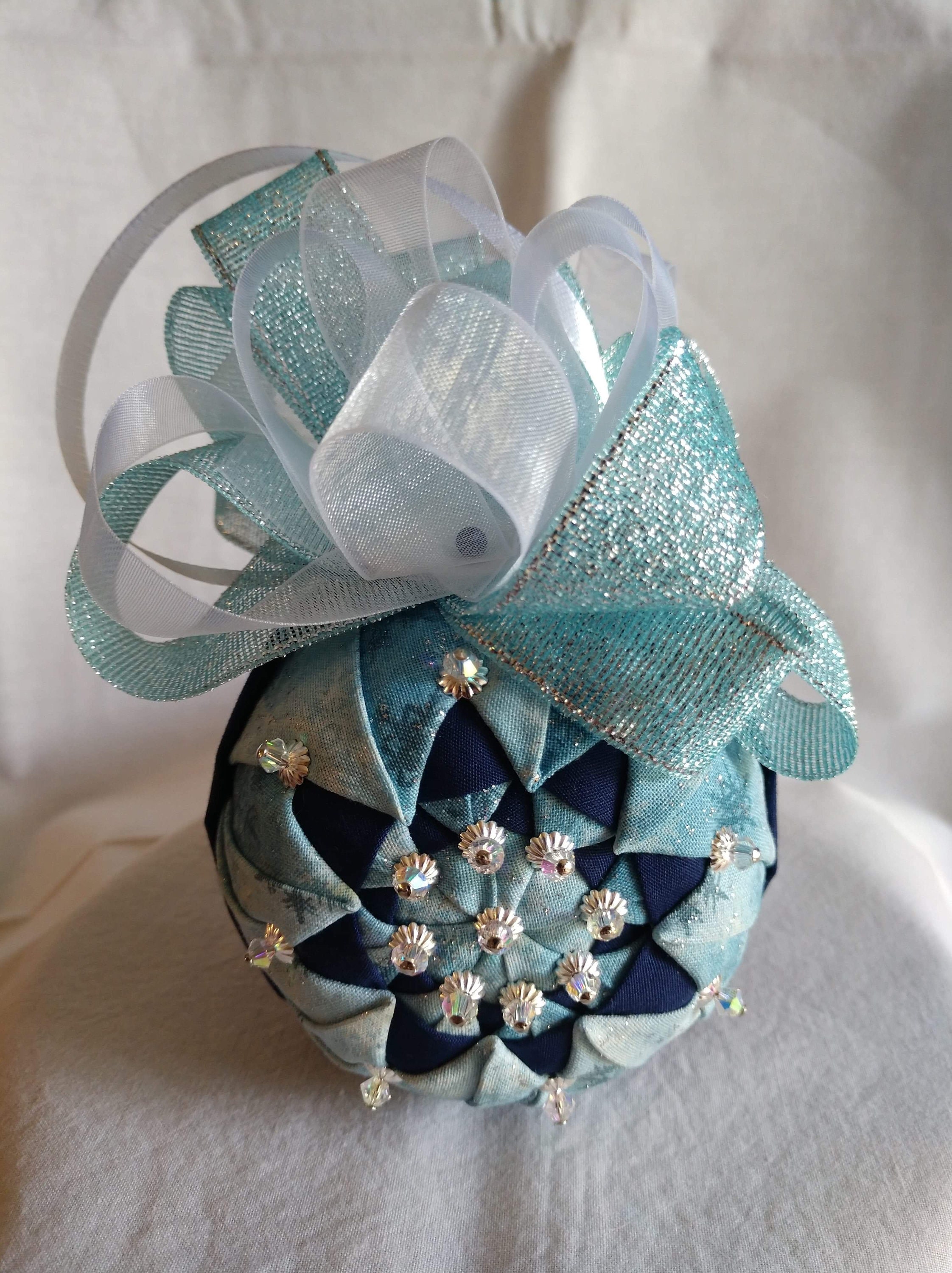 Light Blue & Dark Navy Blue Christmas Ornament Etsy Navy Blue Christmas Ornament