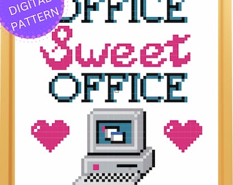 Office Sweet Office cross stitch PDF pattern 2 options