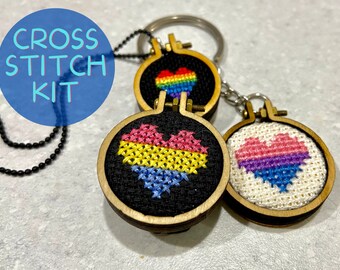 Miniature cross stitch DIY kits - LGBTQIA+ pride edition