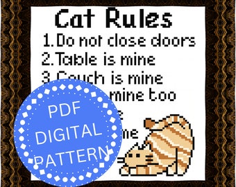 Cat Rules cross stitch digital PDF pattern