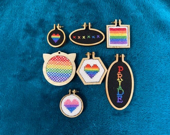 Pride cross stitch key chain key ring