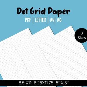 Printable PDF Dot Grid Paper Printable, Bullet Journal Dot Grid Paper, Dot grid paper Letter, A4. A5, Letter
