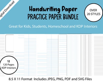 Schreibpapier-Übungspapier-Paket für Kinder, Schule, Amazon KDP-Interieurs für Blanko-Journale und Low Content-Bücher und Druckbares