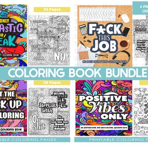 Funny Adult Coloring Pages Bundle, sarcastic coloring books, Swear Words Coloring books, Positive Affirmations Coloring Book Printable
