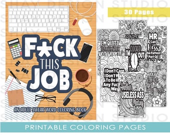 **Fuck this Job** Ausmalbuch zum Ausdrucken. 30 ausdruckbare Joker Malseiten für Erwachsene - tolles Geschenk für Kollegen