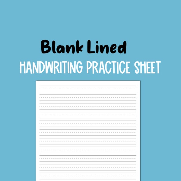 Blank Ruled Handwriting Practice Sheet for Kids.  Printable Handwriting sheet