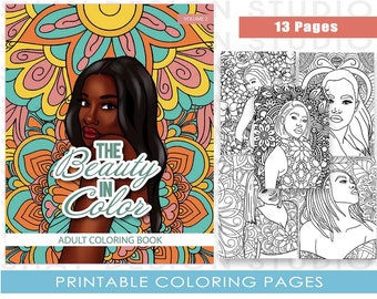 The Beauty in Color Volume 2 Black Woman Coloring Book, Black woman portraits, coloring pages of Afro black woman adult coloring book