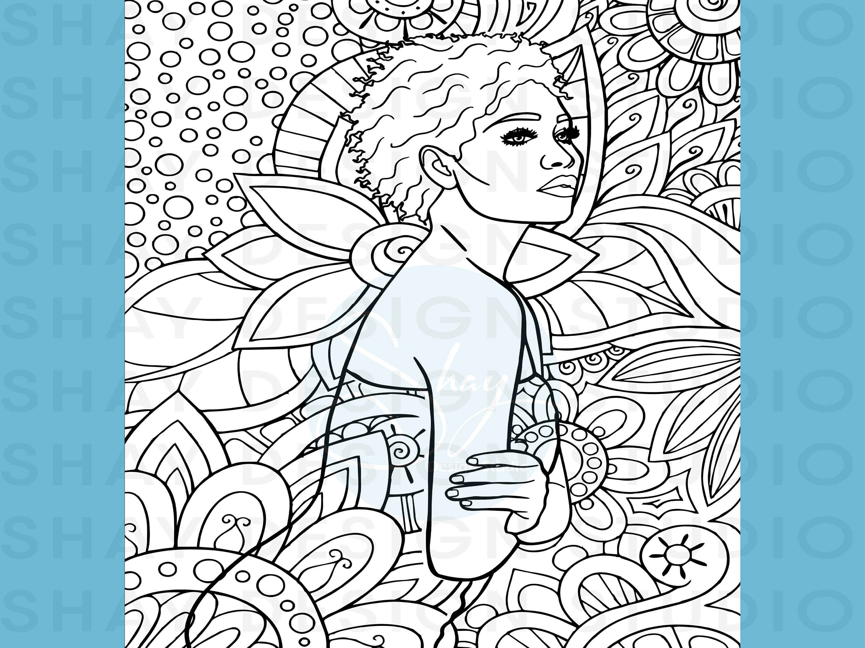 The Fashion Designer Adult Coloring Book Page Black Women 