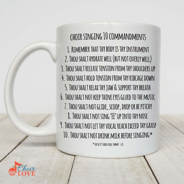 Music Gift, Gifts For Singer, Choir, Chorister, Chorale, Musical Theatre, Choir Singing 10 Commandments White Mug