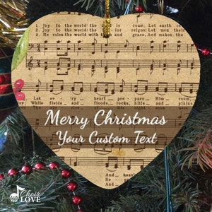Personalized Christmas Ornament, Music Lover Gift, Gift For Music Director, Choir Gift, Joy To The World Heart Ornament