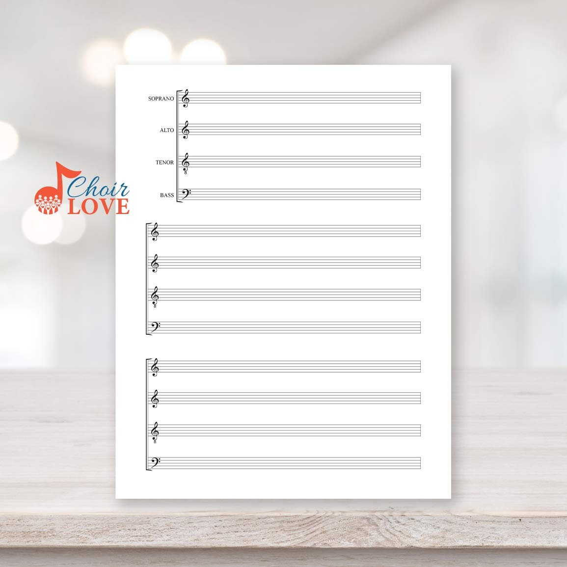 Printable Sheet Music, Blank Music, Sheet Music, 8.5 X 11, A4, Voice ...