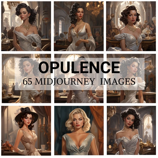 Lot de 60 Pin up  OPULENCE à la peinture à l'huile | Cartoon influence année 50