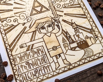 Coffee Painting - Hero of Hyrule Print - Legend of Zelda