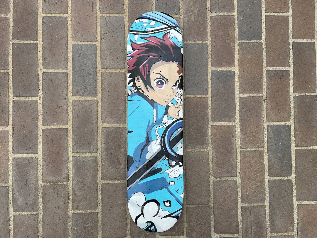 Custom Hand Painted Demon Slayer Skateboard Deck Etsy