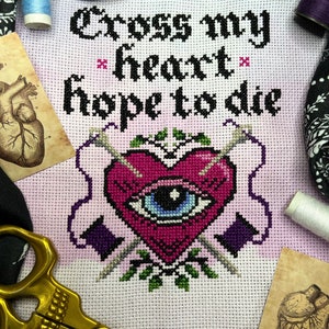 Cross My Heart Cross Stitch Pattern - Gothic, Gothic Decor - Etsy