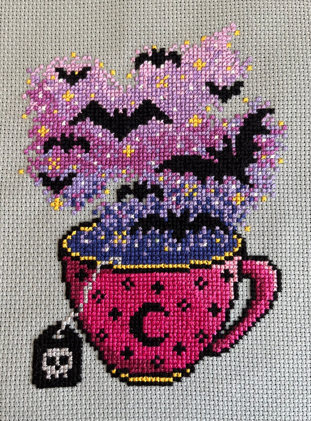 Bat Tea- Halloween Cross Stitch Pattern - Digital Download - Etsy