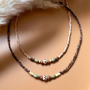 Boho Necklace Wooden Beads Natural Materials Adjustable Length Spiritual Jewelry Meditation Necklace Eco Friendly Sustainable Fashion Rustic Jewelry Earthy Tones Tribal Inspired Handmade