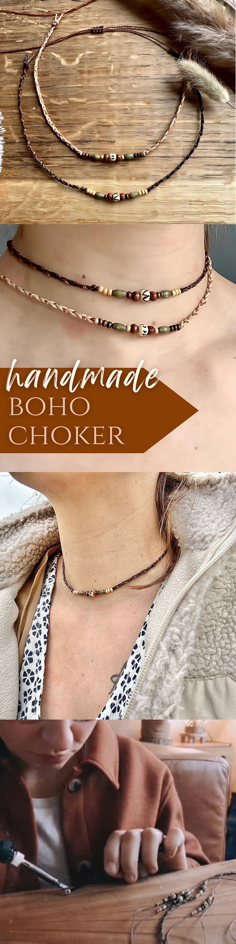 Boho wooden choker surfer
