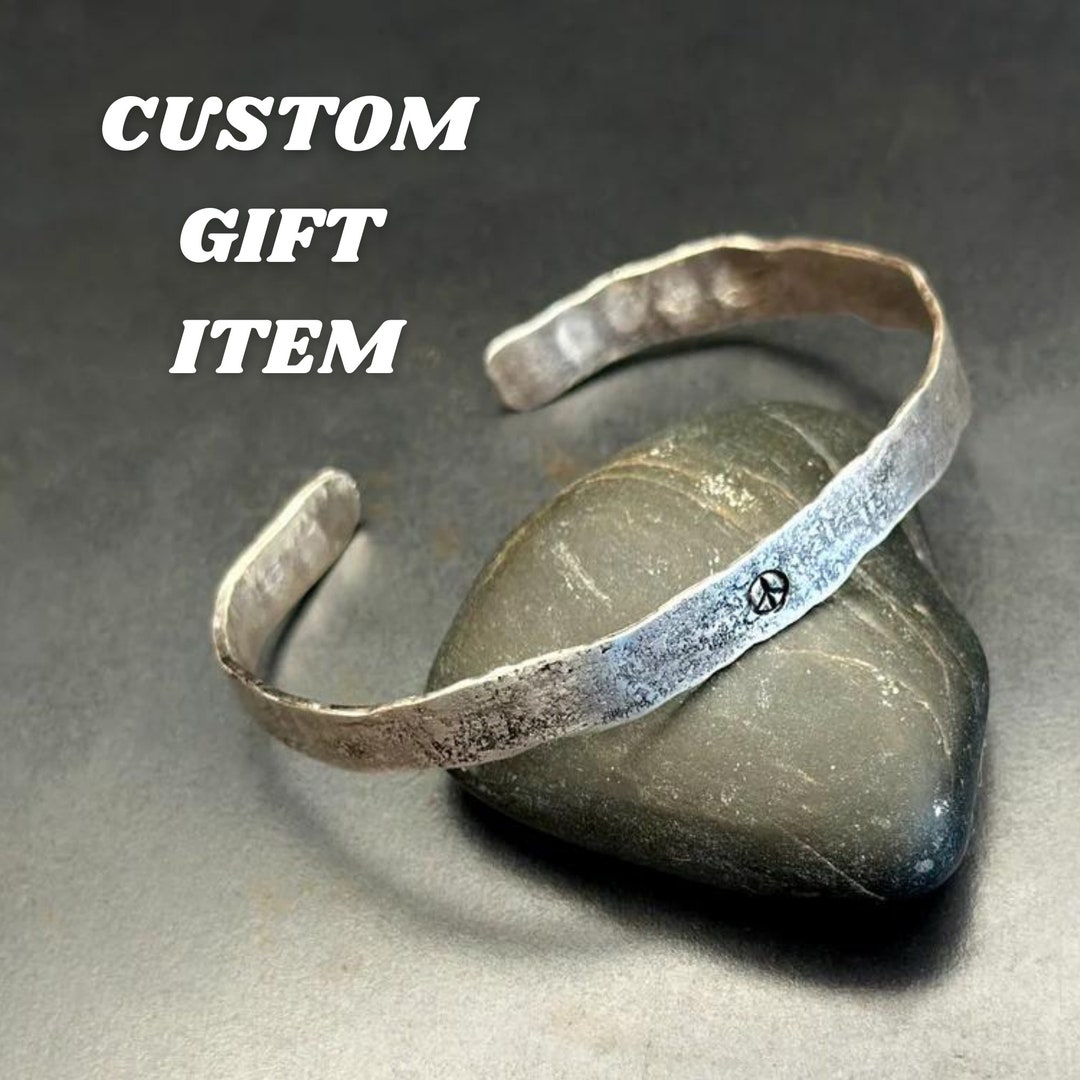 Brangle Custom Brangle Silver Peace Symbol 925 Silver Jewelry With Name Letters ...