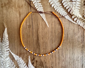 Beaded necklace choker western jewelry boho style thin necklace cowgirl country gift for her small beads ladies gift hippie pattern