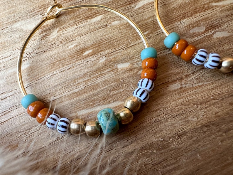 Bohemian Hoop Earring Handmade Tribal Jewelry Beach Boho Accessory