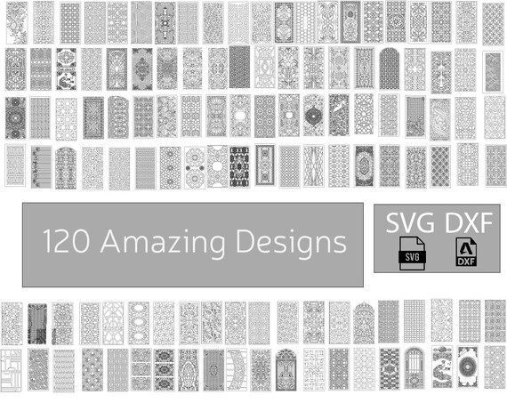 120 Panel Vectors., handpicked incredible designs, DXF, SVG, EPS, lasering and cnc machining files