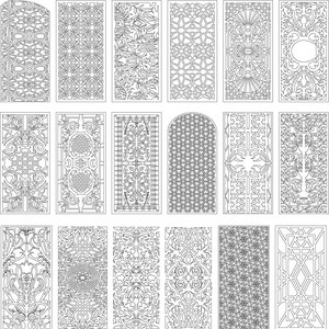 May include: A set of 18 black and white decorative laser cut designs. The designs feature intricate patterns and geometric shapes. These designs are perfect for creating unique and stylish home decor.