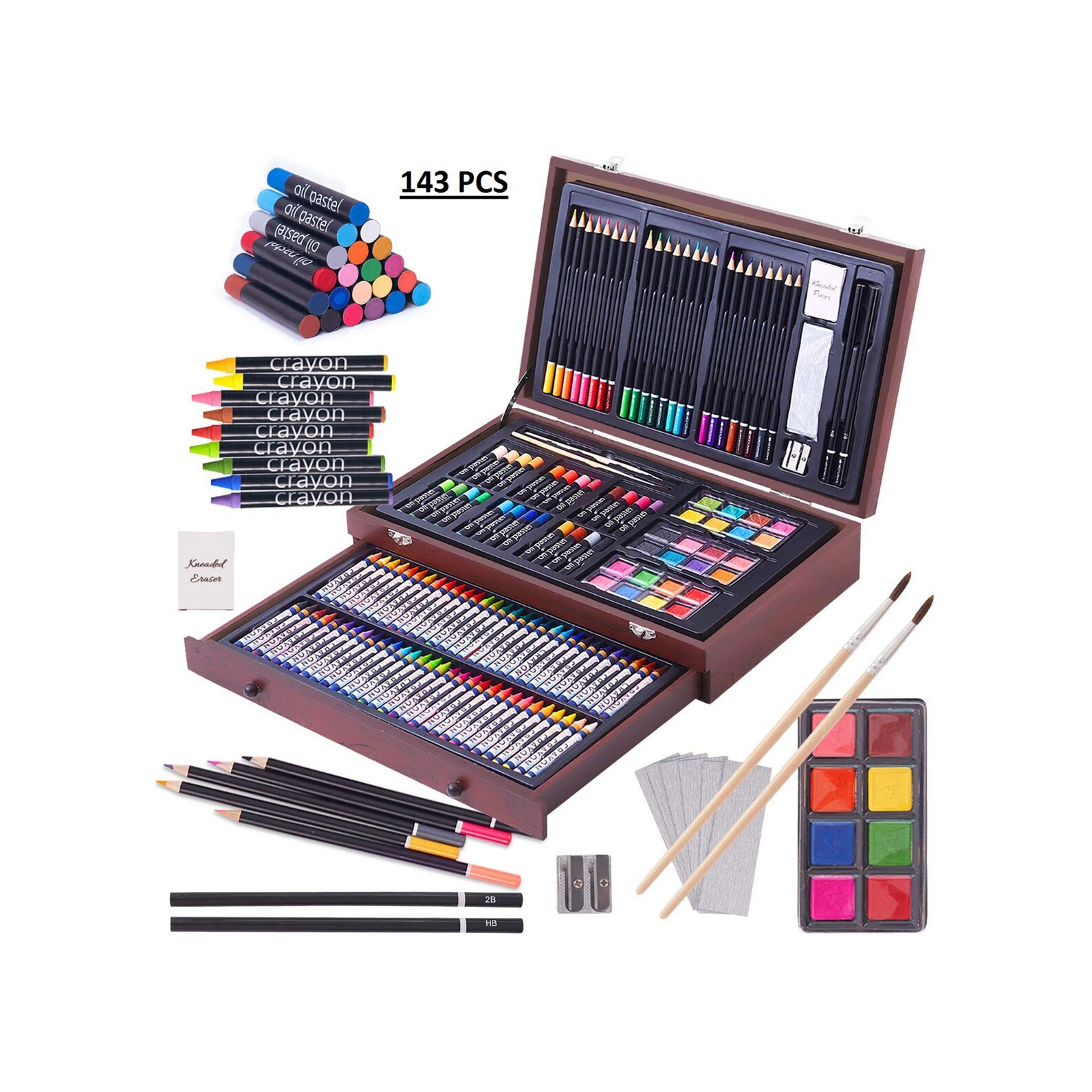 143 PCS Deluxe Art Set Paint Set in Portable Wooden Case Etsy