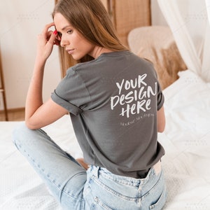 Bella Canvas Mockup | Bella Canvas 3001 Asphalt TShirt Mockup | Asphalt T Shirt Mockup | Model Mockup | Back of Shirt Mockup | TShirt Back