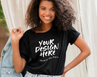 Business Casual Mockup Black Model Mockup Black TShirt Mockup Bella Canvas Black T Shirt Mockup Boss Lady Mockup Model Black Shirt Mockup