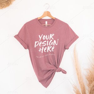 Bella Canvas 3001 Mockup | Heather Mauve TShirt Mockup | Heather Mauve Mockup | Bella Canvas Shirt Mockup | Hanging T-Shirt Mockup