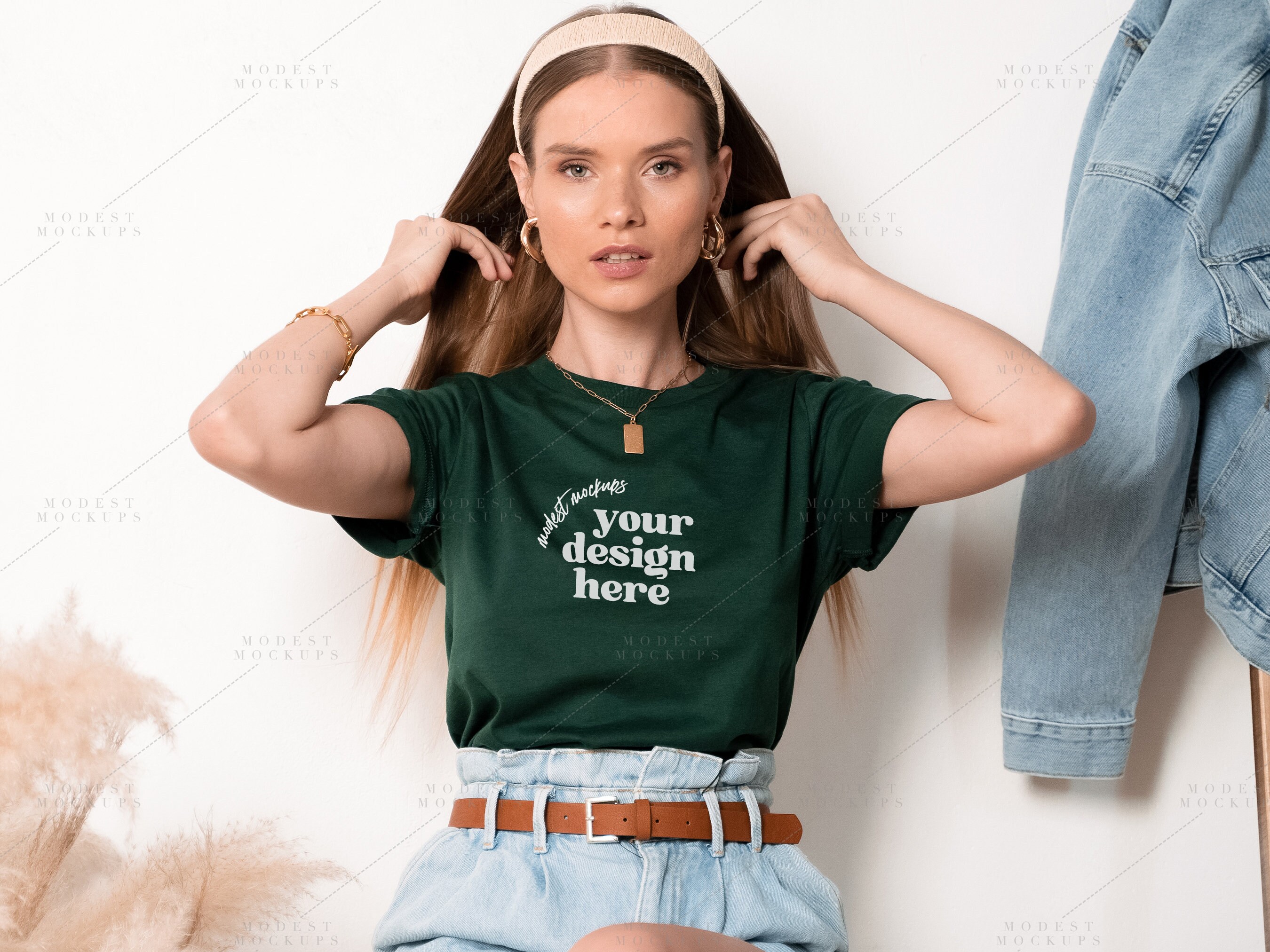 Bella Canvas Mockup Bella Canvas 3001 Forest Green T shirt Mockup