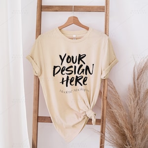 Bella Canvas 3001 Mockup | Bella Canvas Soft Cream Mockup | Soft Cream TShirt Mockup | Bella Canvas Mockup | Wisząca koszulka Mockup
