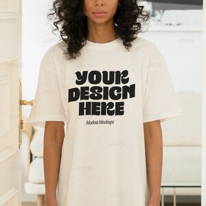 Comfort Colors Ivory Mockup | C1717 Mock | Oversized TShirt Mockup | Lifestyle Mockup | Model Mockups | Aesthetic Shirt 1717 Mock Up