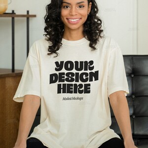 Comfort Colors Ivory Mockup | C1717 Mock | Oversized TShirt Mockup | Lifestyle Mockup | Model Mockups | Aesthetic Shirt 1717 Mock Up