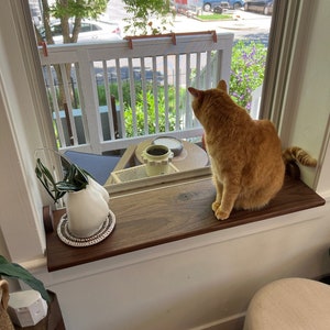 Cat Window Perch | Dog Window Perch | Window Sill Extender | Custom Hardwood | Cat Seat | Cat Furniture | Removable