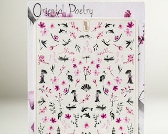 Oriental Poetry | Waterslide nail decal set | Nail art