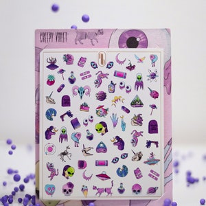 Creepy violet | Waterslide nail decal set | Nail art