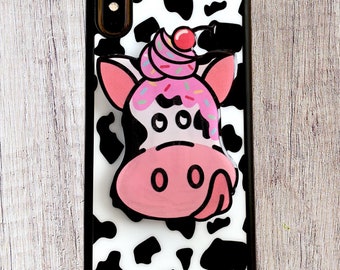 Cow phone grip phone accessory cute phone holder cow lover gifts gifts for teens gifts for anyone gifts under 20 cute cow animal lover gift