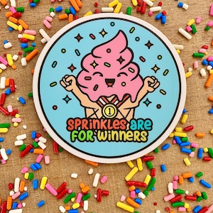Streusel sind für Sieger Aufkleber Eistüte Aufkleber Medaille lustiger Aufkleber Streusel Aufkleber Regenbogen Streusel wasserdichter Aufkleber