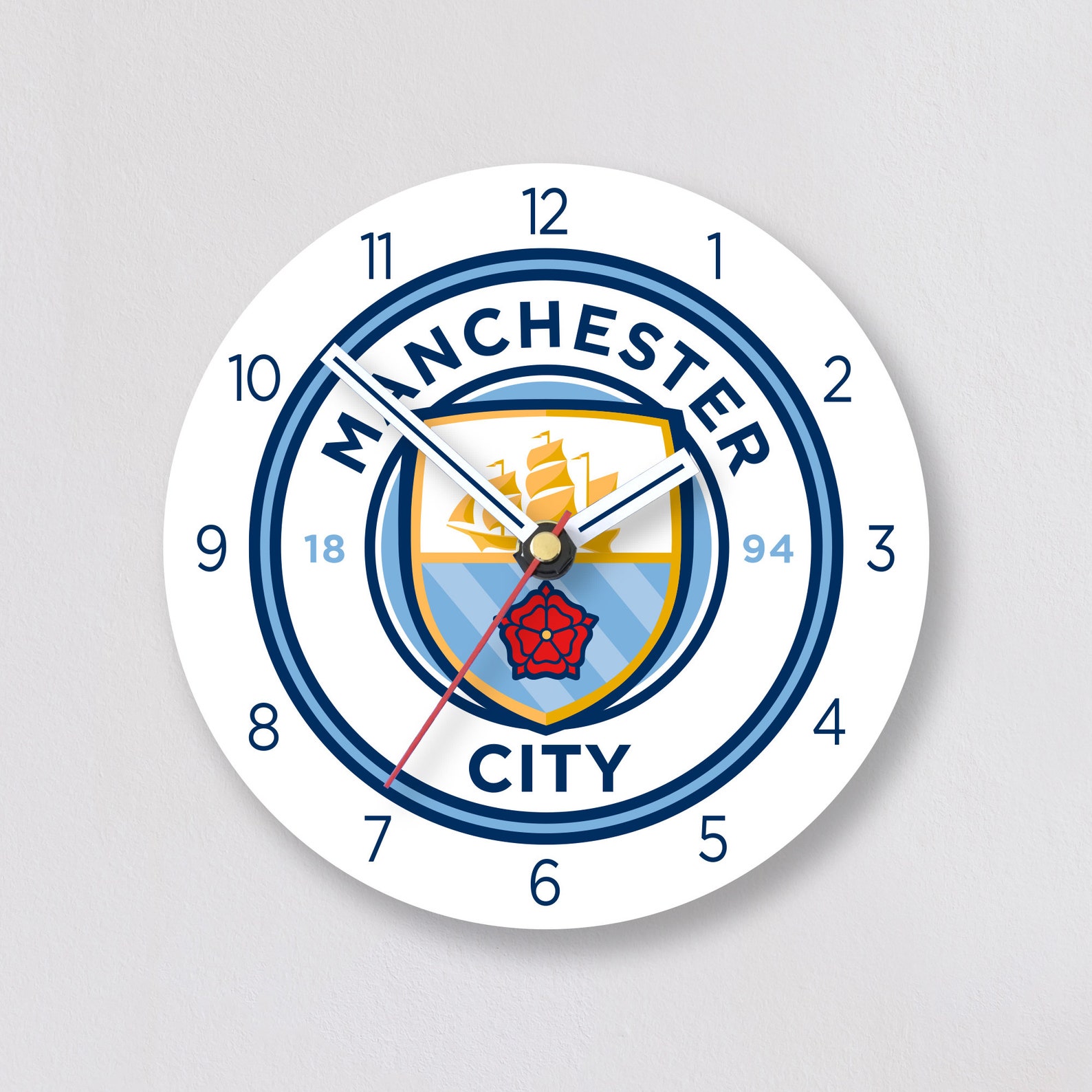 Manchester City Wall Clock Roundel comes with desk stand in Etsy