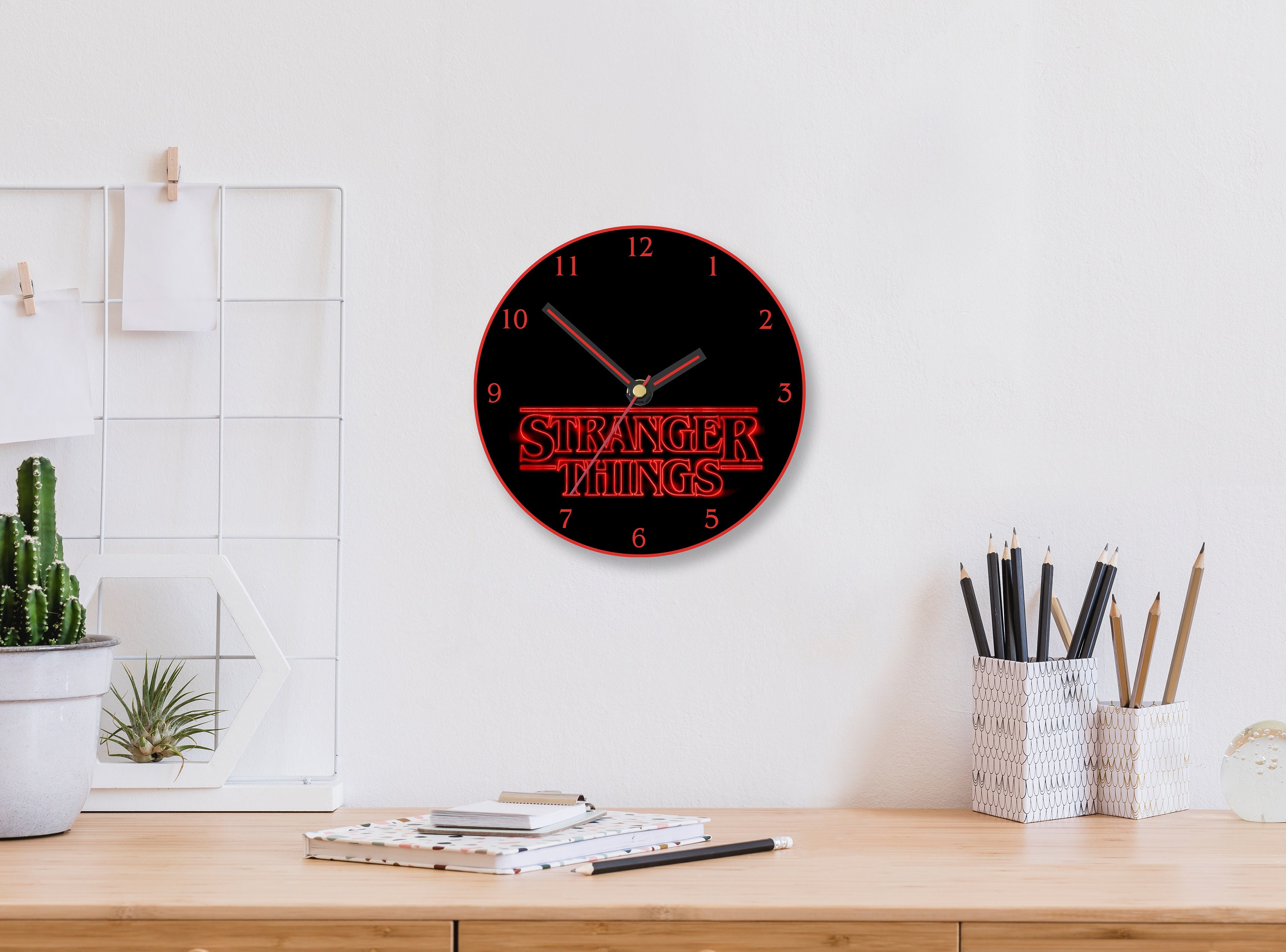 Stranger Things Wall Clock with desk stand comes in Etsy