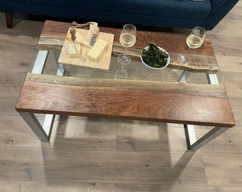 Custom Coffee Table With Glass Inlay Made to Order Tables Etsy UK