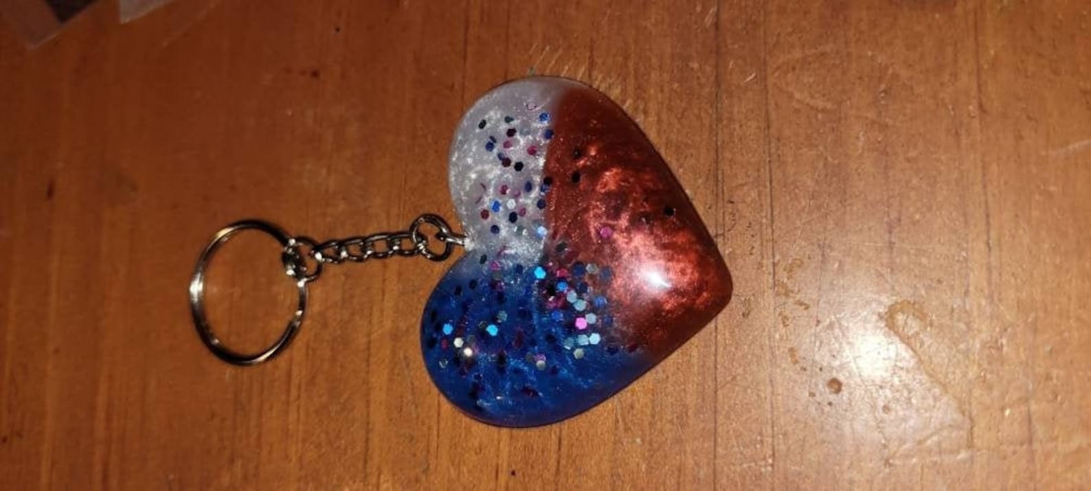 Red white and blue heart keychain Etsy