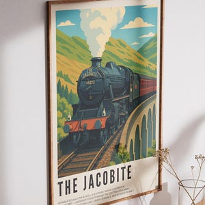 Jacobite Steam Train Digital Download | Glenfinnan Viaduct Printable Railway Poster – Scotland Wall Art
