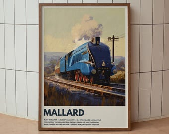 Póster de la locomotora Mallard: La máquina de vapor más rápida del mundo - Arte mural ferroviario