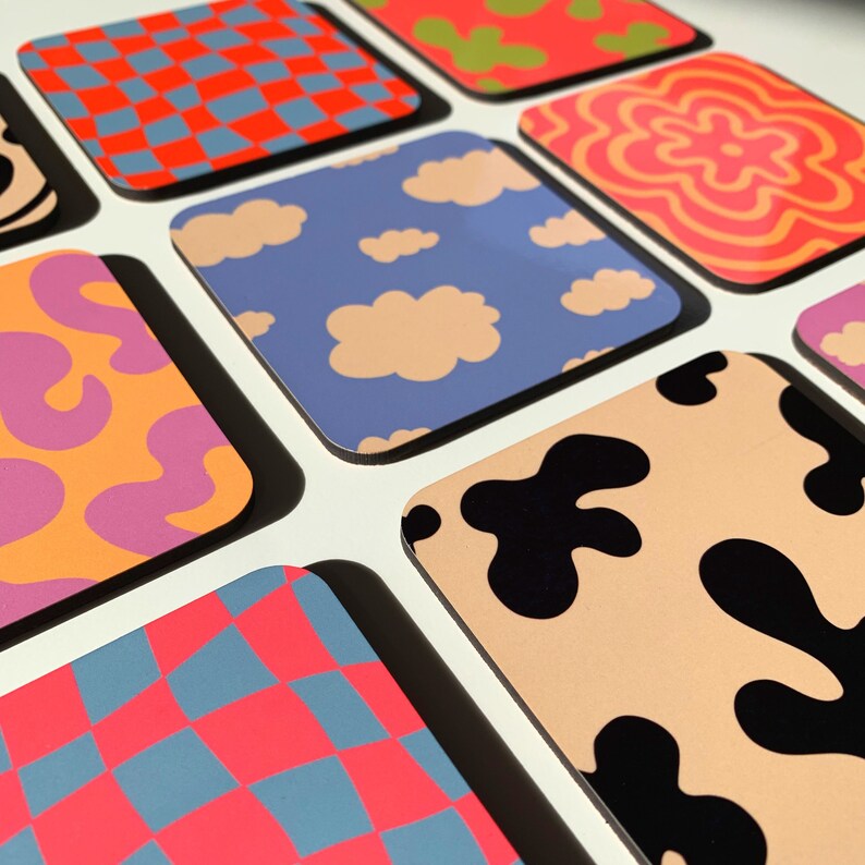 Mix and Match Funky Coasters Wavy Coasters Cute Etsy