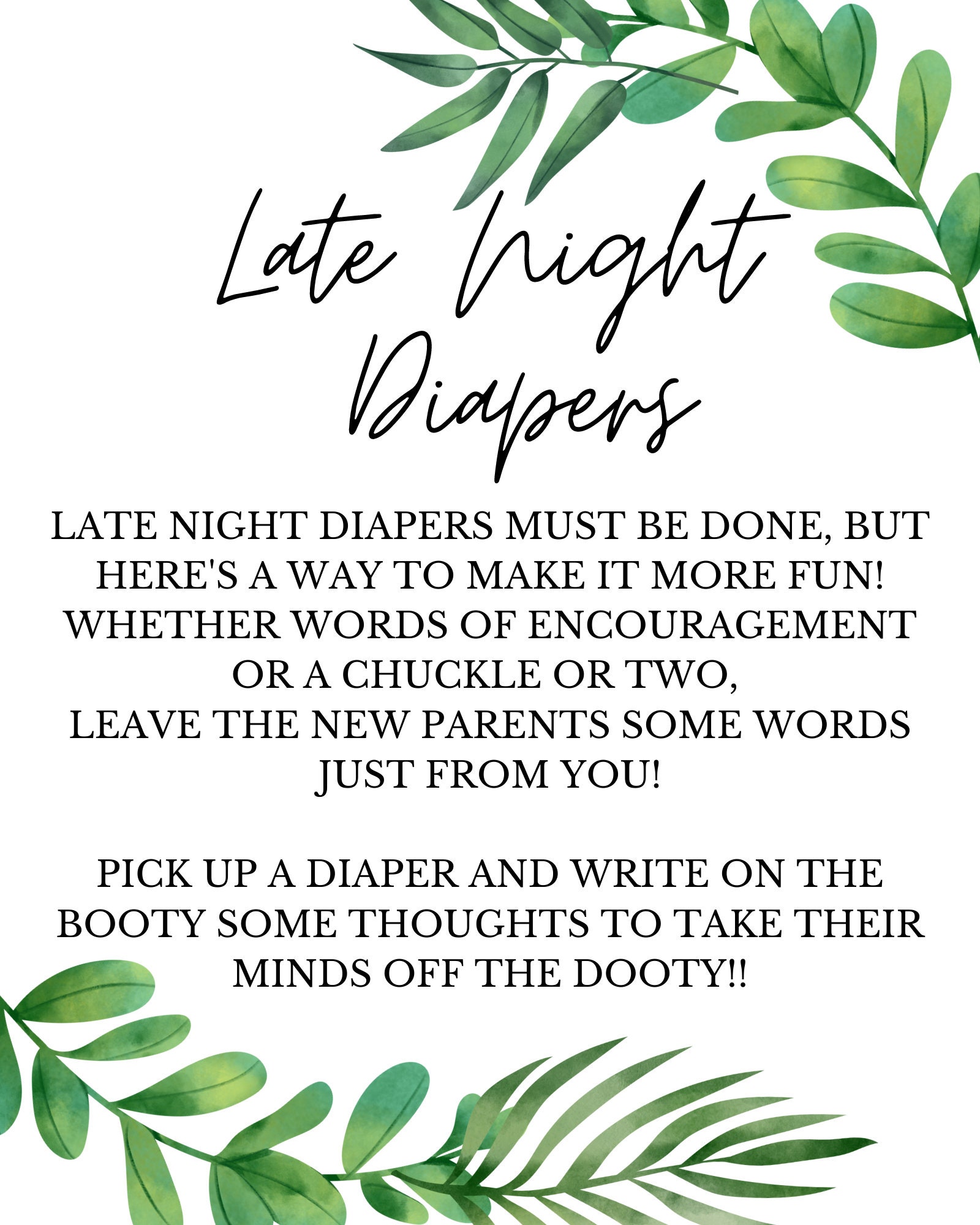 Late Night Diapers Printable - Etsy
