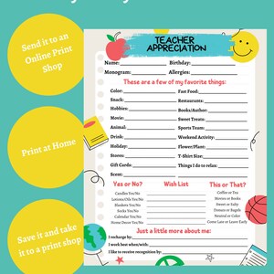 Teacher Appreciation Favorites List - Etsy