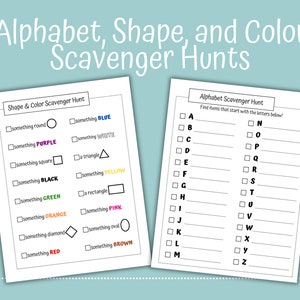 Alphabet, Color, and Shape Scavenger Hunt Printable